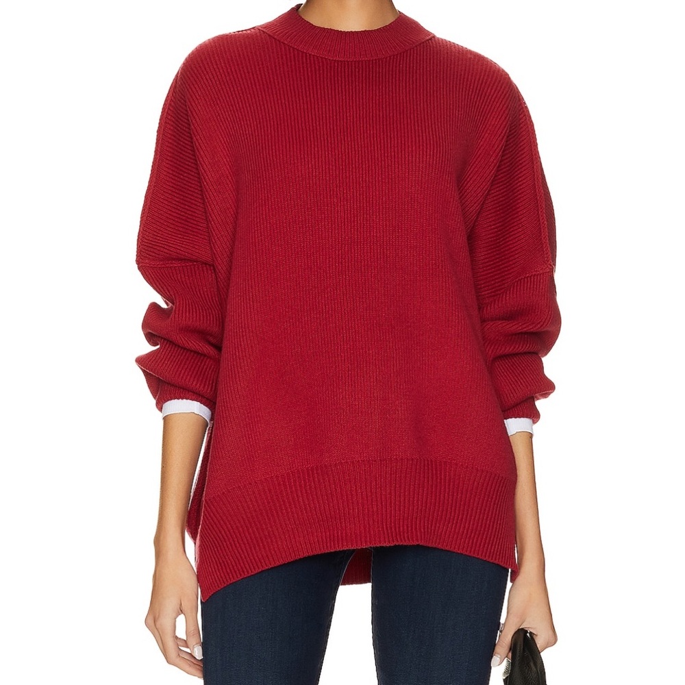 Free People Easy Street Tunic Sweater in Cherry 🍒 S
